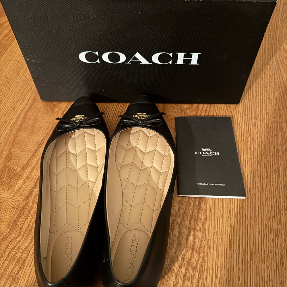 Coach Black Leather Flats